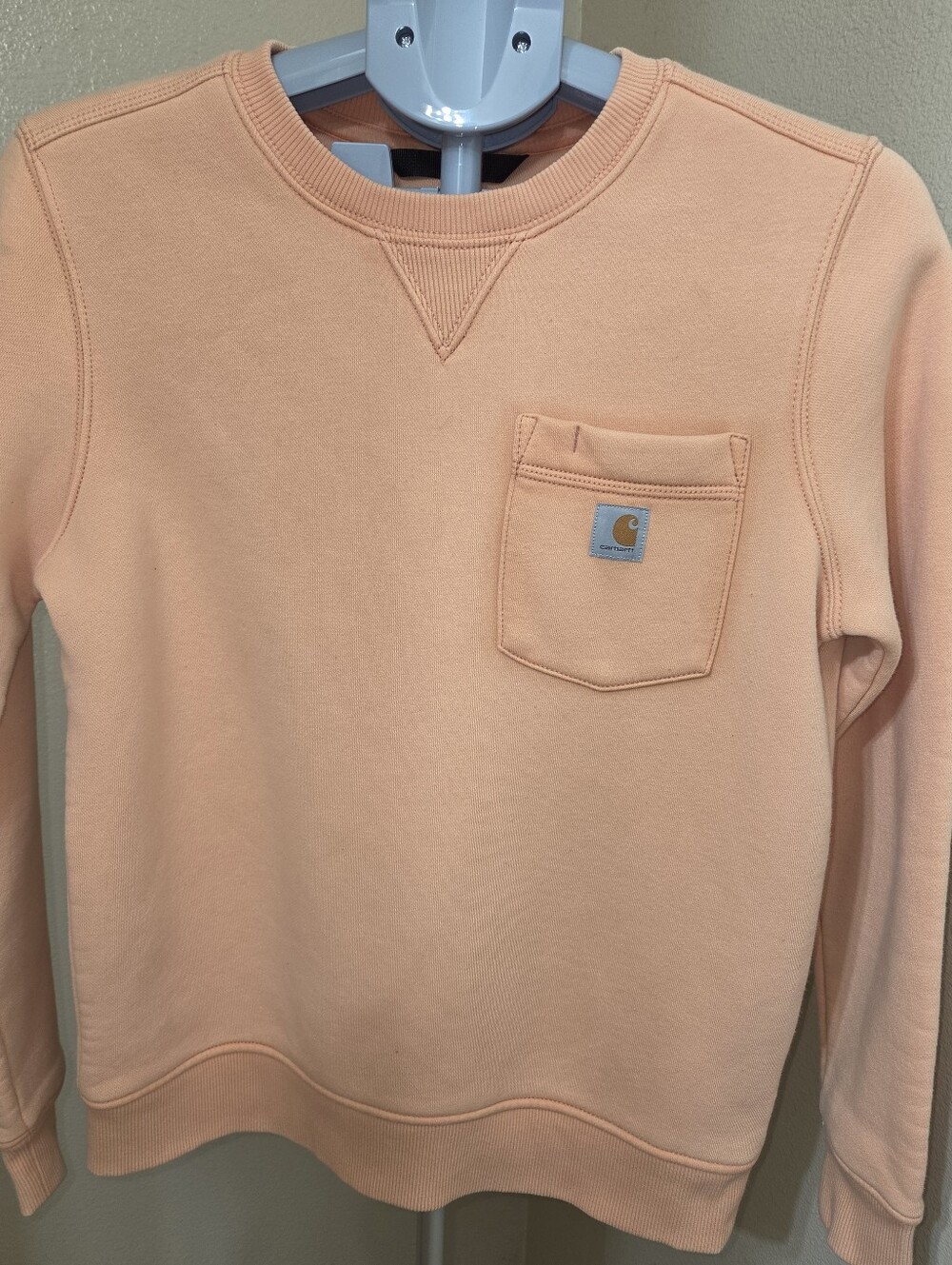 Carhartt Woman's Peach Crewneck Sweatshirt with Pocket.  S 4-6
